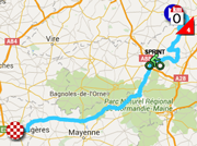 The map with the race route of the seventh stage of the Tour de France 2015 on Google Maps