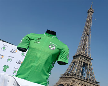 De nieuwe groene trui voor de Tour de France 2015 (Škoda) - © ASO / Bruno Bade
