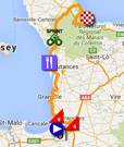 The map with the race route of the first stage of the Tour de France 2016 on Google Maps