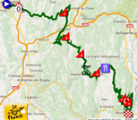 The map with the race route of the fifteenth stage of the Tour de France 2016 on Google Maps