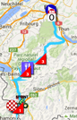 The map with the race route of the seventeenth stage of the Tour de France 2016 on Google Maps