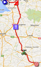 The map with the race route of the third stage of the Tour de France 2016 on Google Maps