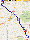 The map with the race route of the fourth stage of the Tour de France 2016 on Google Maps