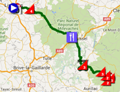 De kaart met het parcours van de vijfde etappe van de Tour de France 2016 op Google Maps