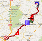 The map with the race route of the sixth stage of the Tour de France 2016 on Google Maps