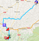 De kaart met het parcours van de zevende etappe van de Tour de France 2016 op Google Maps