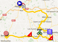 De kaart met het parcours van de tiende etappe van de Tour de France 2017 op Google Maps