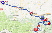 The map with the race route of the twelfth stage of the Tour de France 2017 on Google Maps