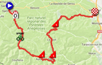 The map with the race route of the thirteenh stage of the Tour de France 2017 on Google Maps