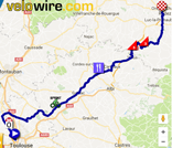 The map with the race route of the fourteenth stage of the Tour de France 2017 on Google Maps