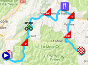 The map with the race route of the seventeenth stage of the Tour de France 2017 on Google Maps