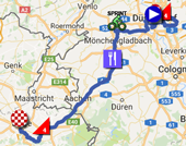 The map with the race route of the second stage of the Tour de France 2017 on Google Maps