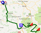 The map with the race route of the fifth stage of the Tour de France 2017 on Google Maps
