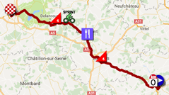 The map with the race route of the sixth stage of the Tour de France 2017 on Google Maps