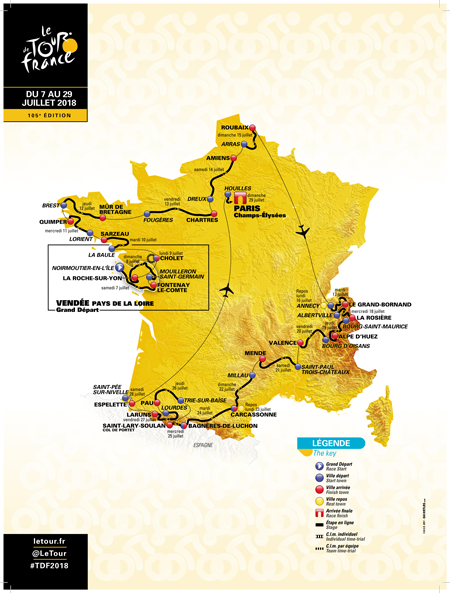 La carte officielle du Tour de France 2018