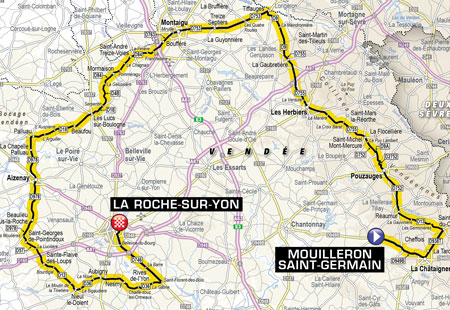 The map of the second stage of the Tour de France 2018