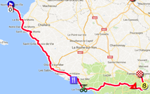 The map with the race route of the first stage of the Tour de France 2018 on Google Maps