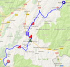 La carte du parcours de la douzième étape du Tour de France 2018 sur Google Maps