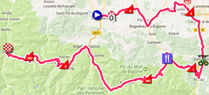 The map with the race route of the nineteenth stage of the Tour de France 2018 on Google Maps