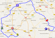 The map with the race route of the second stage of the Tour de France 2018 on Google Maps
