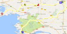 The map with the race route of the fourth stage of the Tour de France 2018 on Google Maps