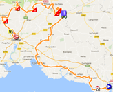 The map with the race route of the fifth stage of the Tour de France 2018 on Google Maps