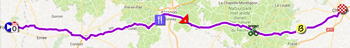 The map with the race route of the seventh stage of the Tour de France 2018 on Google Maps