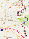 The map with the race route of the nineth stage of the Tour de France 2018 on Google Maps