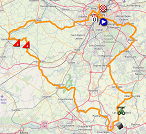 The map with the race route of the first stage of the Tour de France 2019 on Open Street Maps
