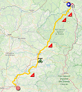 The map with the race route of the tenth stage of the Tour de France 2019 on Open Street Maps