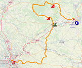 The map with the race route of the eleventh stage of the Tour de France 2019 on Open Street Maps