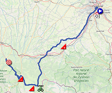 The map with the race route of the twelfth stage of the Tour de France 2019 on Open Street Maps