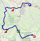 The map with the race route of the fourteenth stage of the Tour de France 2019 on Open Street Maps