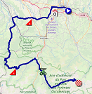 De kaart met het parcours van de veertiende etappe van de Tour de France 2019 op Open Street Maps