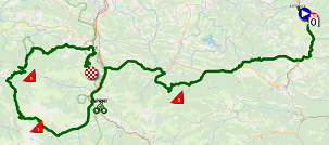 De kaart met het parcours van de vijftiende etappe van de Tour de France 2019 op Open Street Maps