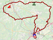 The map with the race route of the sixteenth stage of the Tour de France 2019 on Open Street Maps