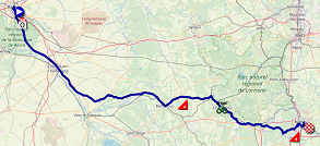 La carte du parcours de la quatrième étape du Tour de France 2019 sur Open Street Maps