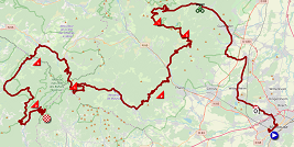 De kaart met het parcours van de zesde etappe van de Tour de France 2019 op Open Street Maps