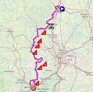 The map with the race route of the eighth stage of the Tour de France 2019 on Open Street Maps