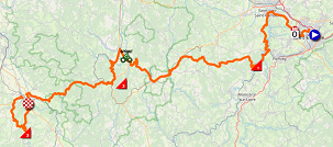 De kaart met het parcours van de negende etappe van de Tour de France 2019 op Open Street Maps