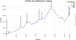 Het etappeprofiel van de negentiende etappe van de Tour de France 2019