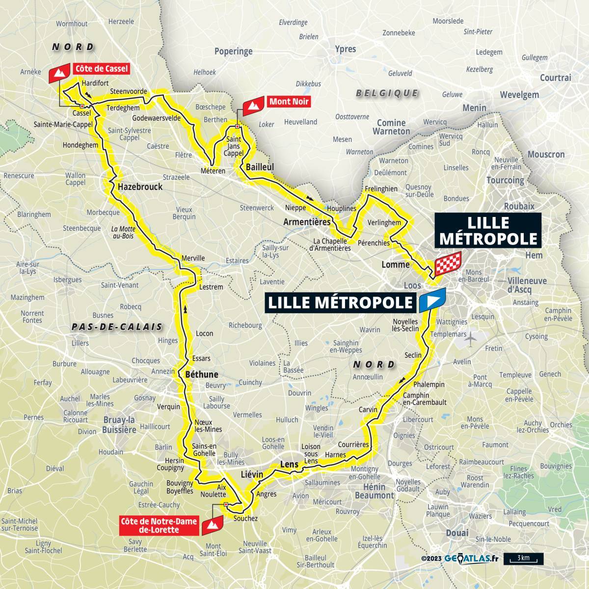 The map of the first Tour de France 2025 stage