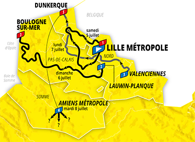 The map of the Grand Départ of the Tour de France 2025