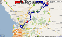 De kaart van het parcours van de etappe Mawson Lakes > Angaston van de Tour Down Under 2011 op Google Maps