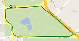 De kaart met het parcours van de Down Under Classic op Google Maps