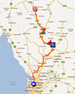 De kaart met het parcours van de etappe Prospect > Clare van de Tour Down Under 2012 op Google Maps
