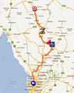 La carte du parcours de l'étape Prospect > Clare du Tour Down Under 2012 sur Google Maps