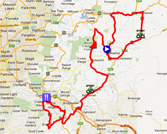 La carte du parcours de l'étape Lobethal > Stirling du Tour Down Under 2012 sur Google Maps