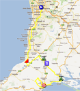 De kaart met het parcours van de etappe Unley > Victor Harbor van de Tour Down Under 2012 op Google Maps