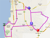 De kaart met het parcours van de etappe McLaren Vale > Old Willunga Hill van de Tour Down Under 2012 op Google Maps